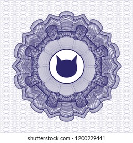 Blue abstract rosette with cat face icon inside