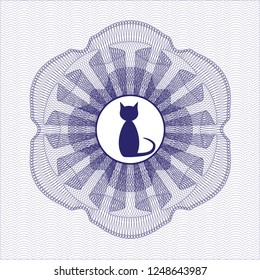 Blue abstract rosette with cat icon inside
