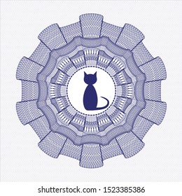 Blue abstract rosette with cat icon inside