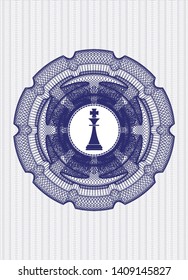 Blue abstract rosette with chess king icon inside