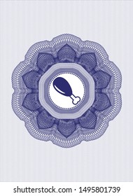 Blue abstract rosette with chicken leg icon inside