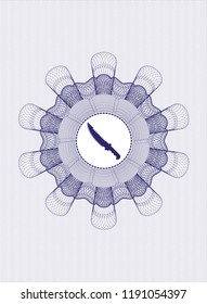 Blue abstract rosette with combat knife icon inside