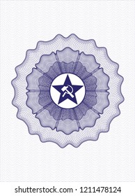 Blue abstract rosette with communism icon inside
