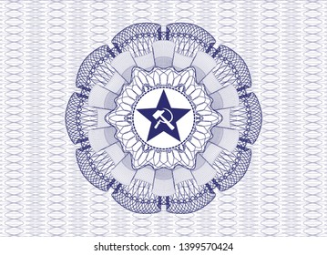 Blue abstract rosette with communism icon inside