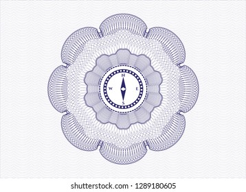 Blue abstract rosette with compass icon inside
