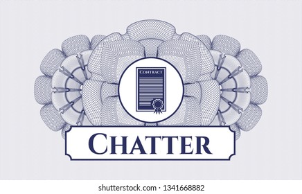 Blue abstract rosette with contract icon and Chatter text inside
