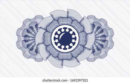 Blue abstract rosette with coronavirus icon inside