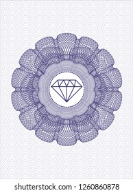 Blue abstract rosette with diamond icon inside