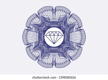 Blue abstract rosette with diamond icon inside