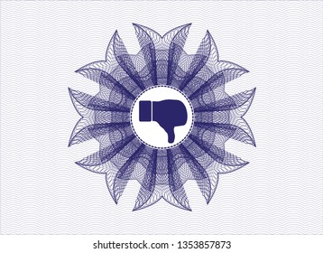 Blue abstract rosette with dislike icon inside