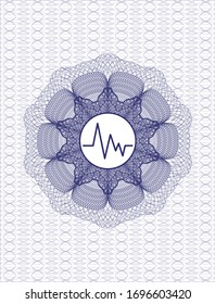 Rosette abstracto azul con icono del electrocardiograma dentro