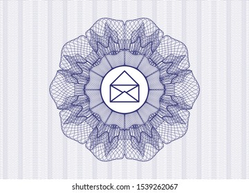 Blue abstract rosette with envelope icon inside