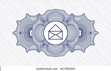 Rosette abstracto azul con icono de sobre en el interior