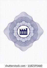 Blue abstract rosette with factory icon inside