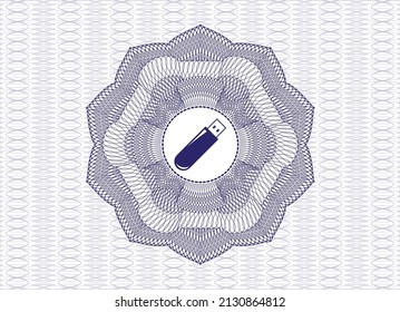 Rosette abstracto azul. con el icono de la unidad flash