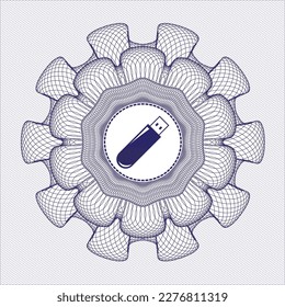 Rosette abstracto azul. con el icono de la unidad flash