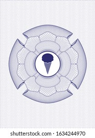 Blue abstract rosette with ice cream icon inside