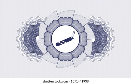 Blue abstract rosette with joint, cigarette icon inside