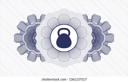 Blue abstract rosette with kettlebell icon inside