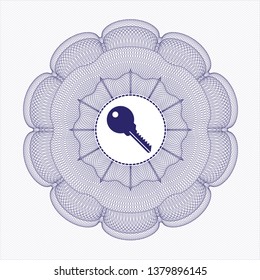 Blue abstract rosette with key icon inside