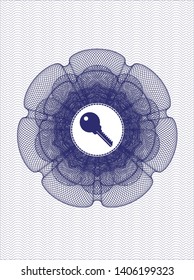 Blue abstract rosette with key icon inside