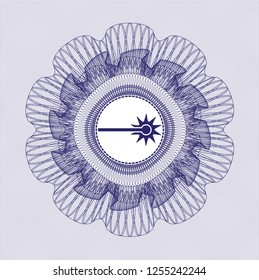 Blue abstract rosette with laser icon inside