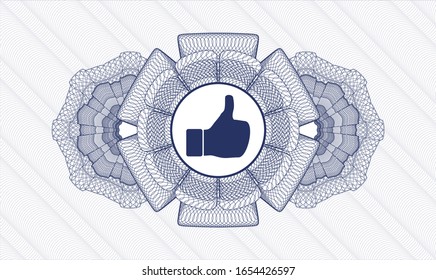 Rosette abstracto azul con un icono similar dentro