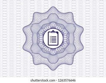 Blue abstract rosette with list icon inside