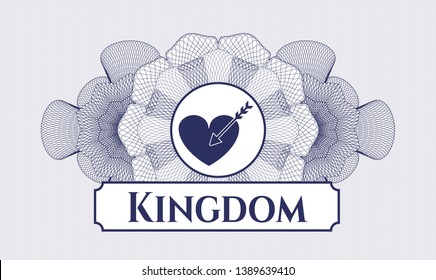 Blue abstract rosette with love icon and Kingdom text inside