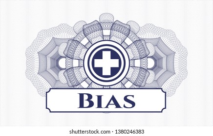 Blue Abstract Rosette With Medicine Icon And Bias Text Inside