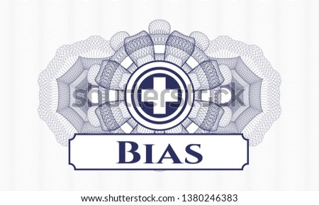 Blue abstract rosette with medicine icon and Bias text inside