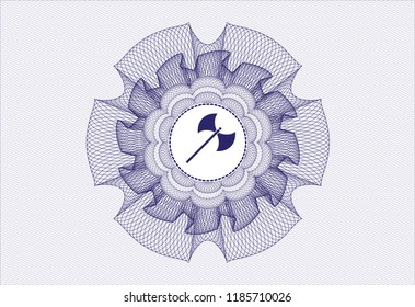 Blue abstract rosette with medieval axe icon inside