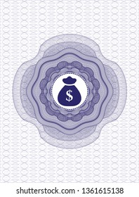 Blue abstract rosette with money bag icon inside