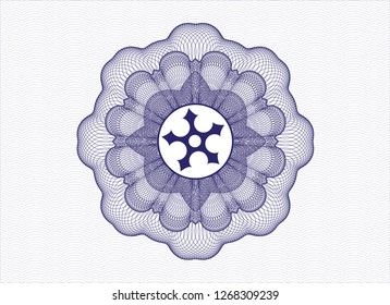 Blue abstract rosette with ninja star icon inside