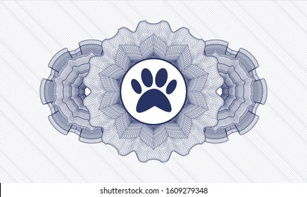 Blue abstract rosette with paw icon inside