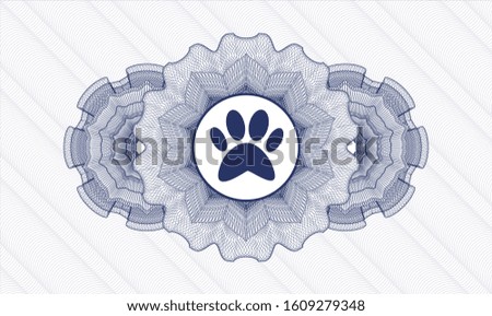 Blue abstract rosette with paw icon inside