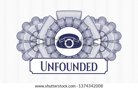 Blue abstract rosette with phone icon and Unfounded text inside
