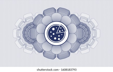 Blue abstract rosette with pizza icon inside
