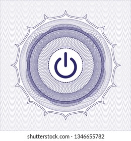 Blue abstract rosette with power icon inside