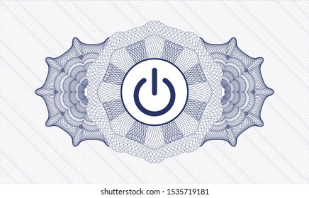 Blue abstract rosette with power icon inside