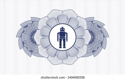 Blue abstract rosette with robot icon inside