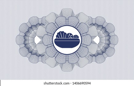 Blue abstract rosette with salad icon inside