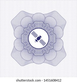 Blue abstract rosette with satelite icon inside