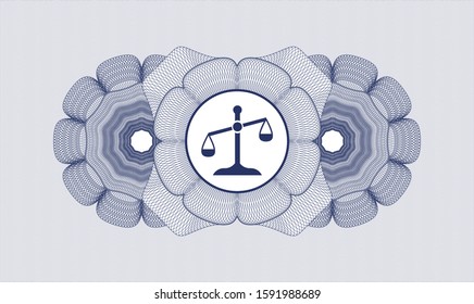 Blue abstract rosette with scale icon inside