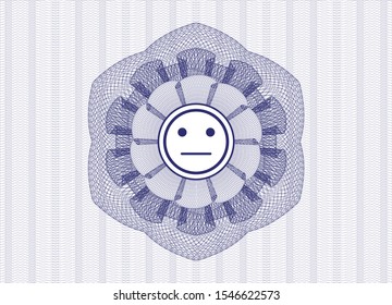 Blue abstract rosette with serious face icon inside