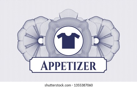 Blue abstract rosette with shirt icon and Appetizer text inside