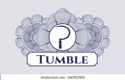 Blue abstract rosette with sickle icon and Tumble text inside