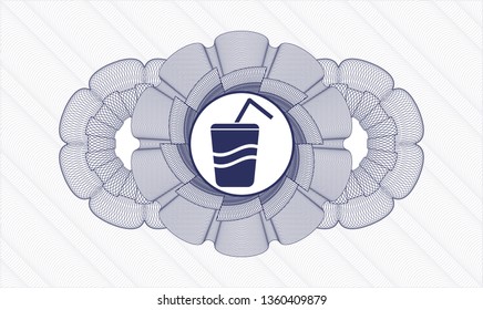 Blue abstract rosette with soda icon inside