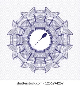 Blue abstract rosette with sperm icon inside