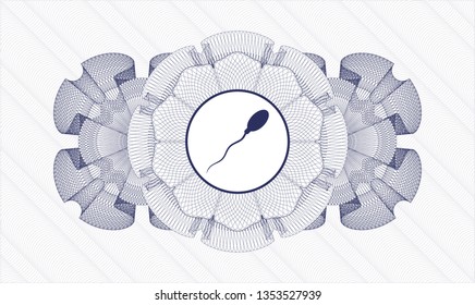 Blue abstract rosette with sperm icon inside